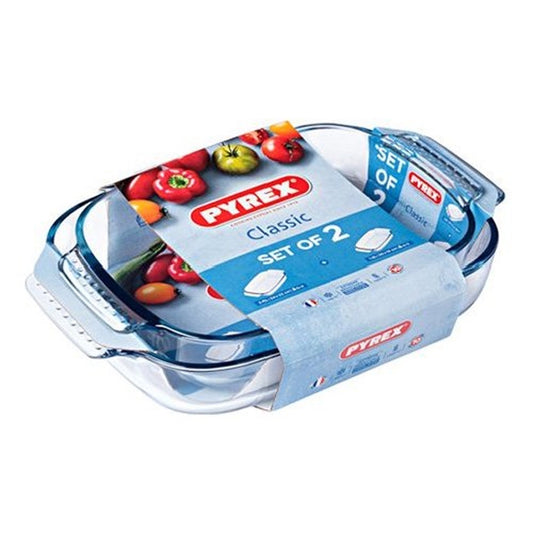סט 2 תבניות עם ידיות PYREX