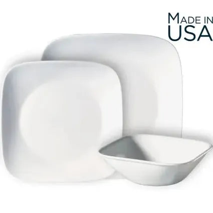 סט צלחות 12 חלקים CORELLE מבית קורנינג דגם Pure White