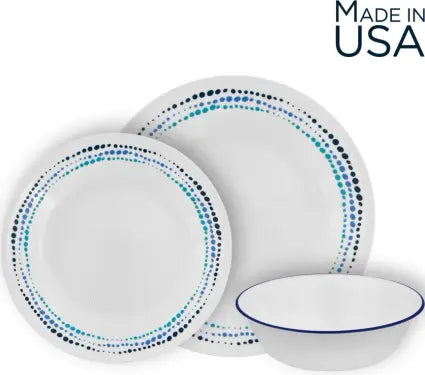 סט צלחות 18 חלקים CORELLE מבית קורנינג דגם Ocean Blues