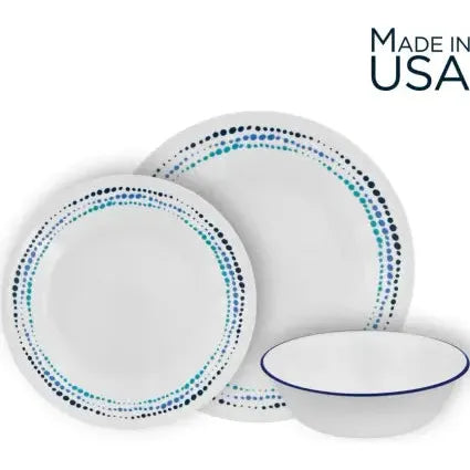 סט צלחות 18 חלקים CORELLE מבית קורנינג דגם Ocean Blues
