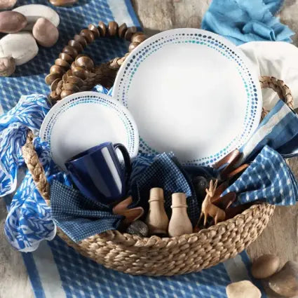סט צלחות 18 חלקים CORELLE מבית קורנינג דגם Ocean Blues