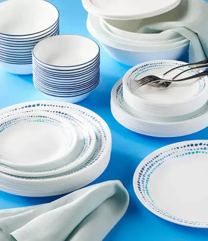 סט צלחות 18 חלקים CORELLE מבית קורנינג דגם Ocean Blues