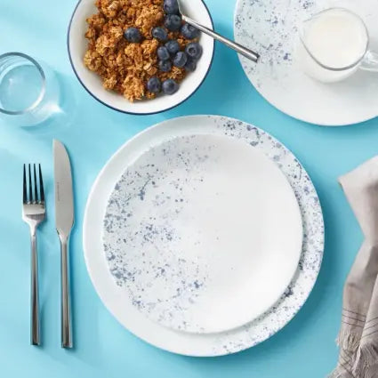 סט צלחות 18 חלקים CORELLE מבית קורנינג דגם Indigo Speckle