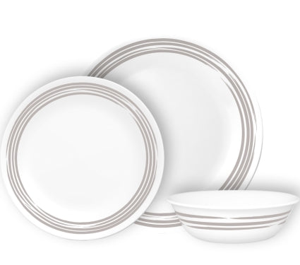 סט צלחות 12 חלקים CORELLE מבית קורנינג דגם Brushed Silver