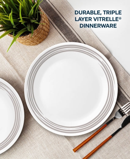 סט צלחות 12 חלקים CORELLE מבית קורנינג דגם Brushed Silver