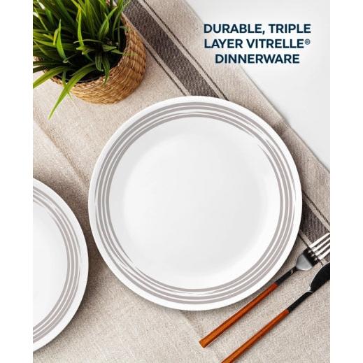 סט צלחות 12 חלקים CORELLE מבית קורנינג דגם Brushed Silver