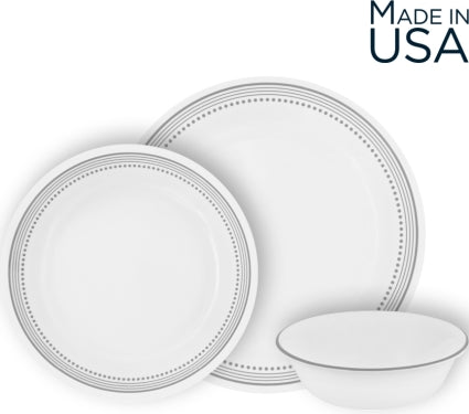 סט צלחות 18 חלקים CORELLE מבית קורנינג דגם Mystic Gray