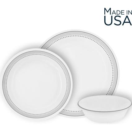 סט צלחות 18 חלקים CORELLE מבית קורנינג דגם Mystic Gray