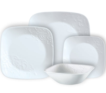 סט צלחות 16 חלקים CORELLE מבית קורנינג דגם Cherish Square