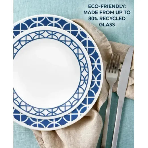 סט צלחות 18 חלקים CORELLE מבית קורנינג דגם Cobalt Circles