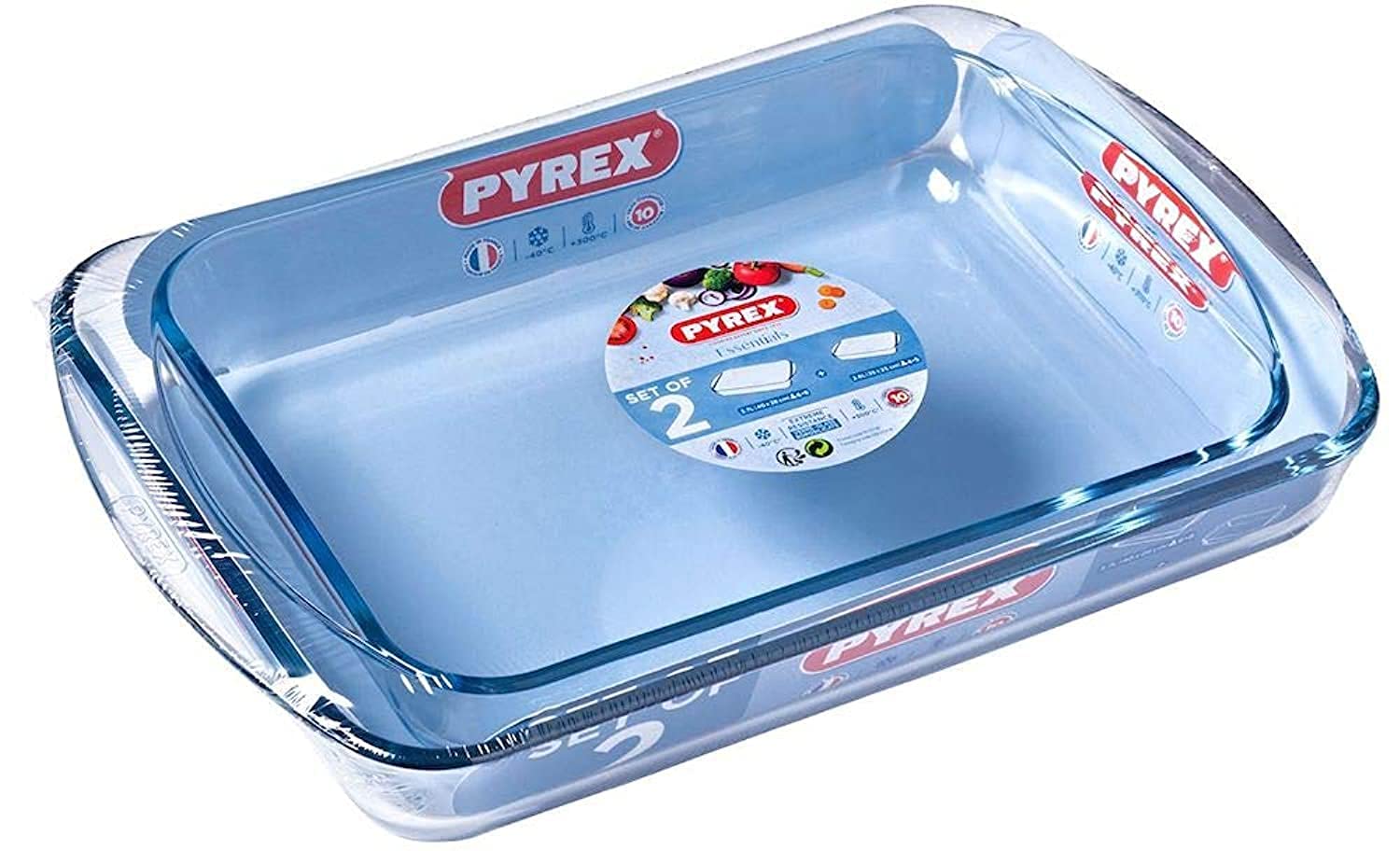 סט 2 תבניות מלבניות עם ידיות PYREX