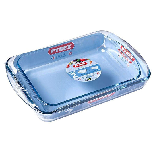 סט 2 תבניות מלבניות עם ידיות PYREX
