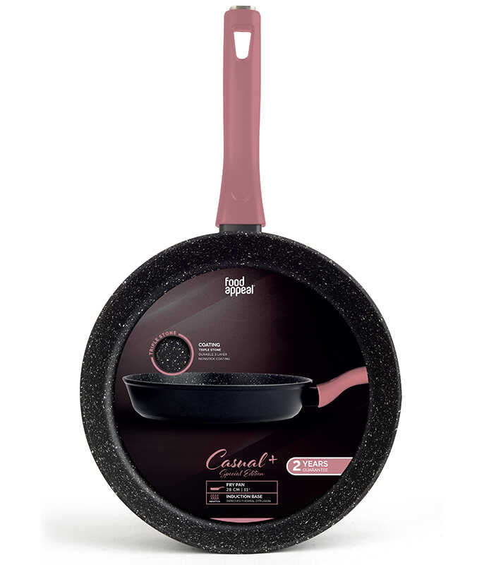 מחבת 28 ס״מ ידית ורודה Food Appeal דגם Casual Plus