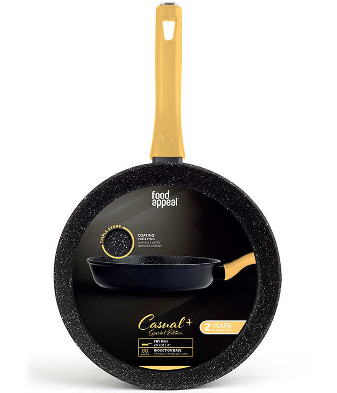 מחבת 20 ס״מ ידית צהובה Food Appeal דגם Casual Plus