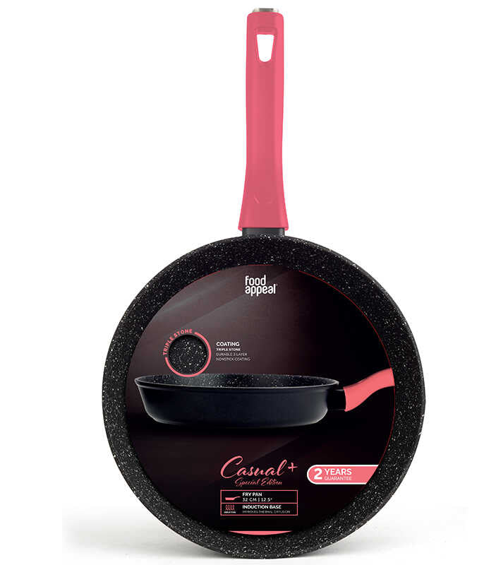 מחבת 32 ס״מ ידית ורוד עז Food Appeal דגם Casual Plus