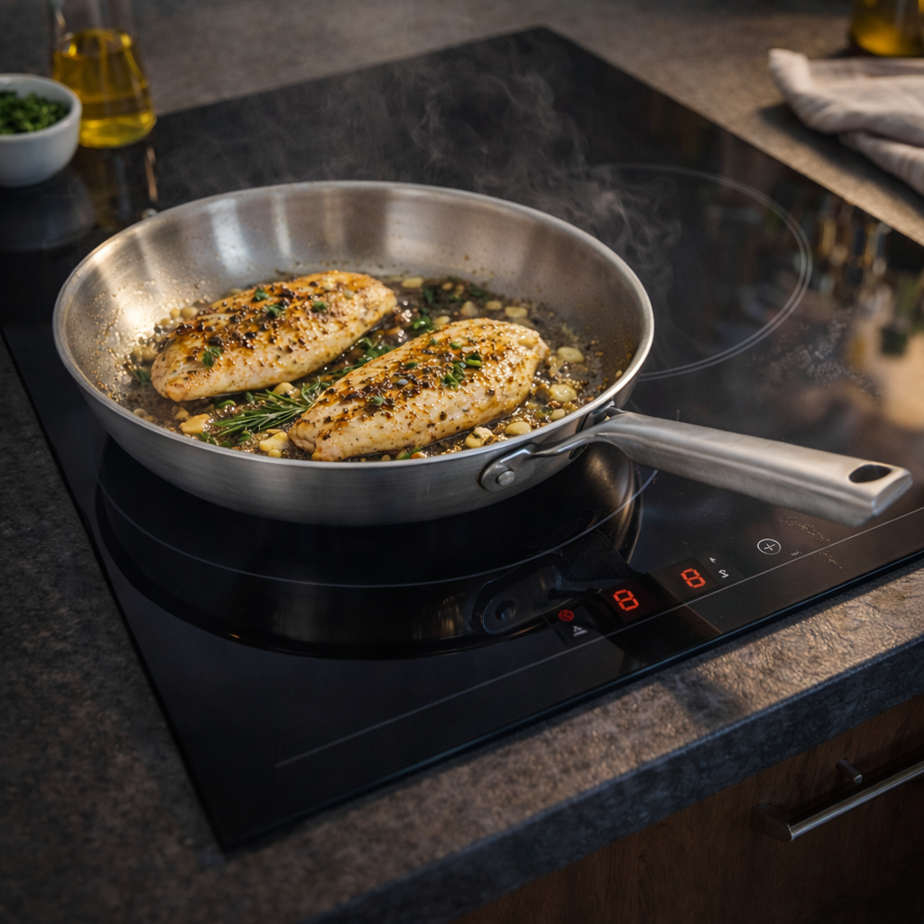 מחבת נירוסטה 28 ס״מ ROSO סדרת Silver