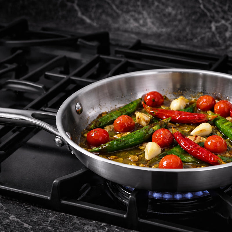 מארז 3 מחבתות נירוסטה: 20, 24, 28 ס״מ ROSO סדרת Silver