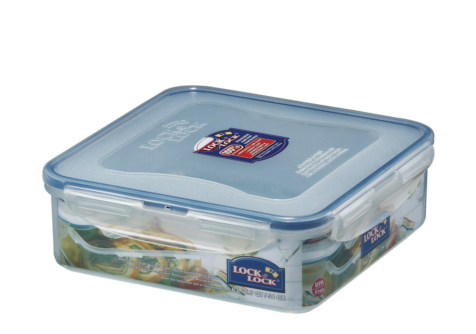 קופסת אחסון Lock&Lock הרמטית מרובעת 1.6 ליטר דגם 858