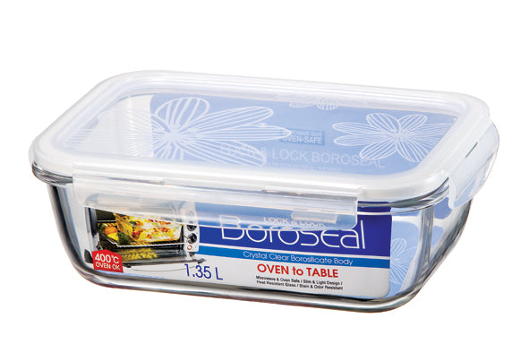 קופסת זכוכית מלבנית Lock&Lock בורוסיל 1.35 ליטר דגם 448