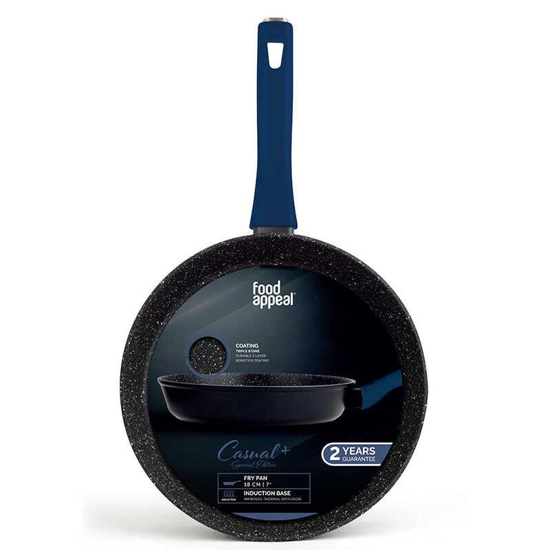 מחבת 18 ס״מ ידית כחולה Food Appeal דגם Casual Plus