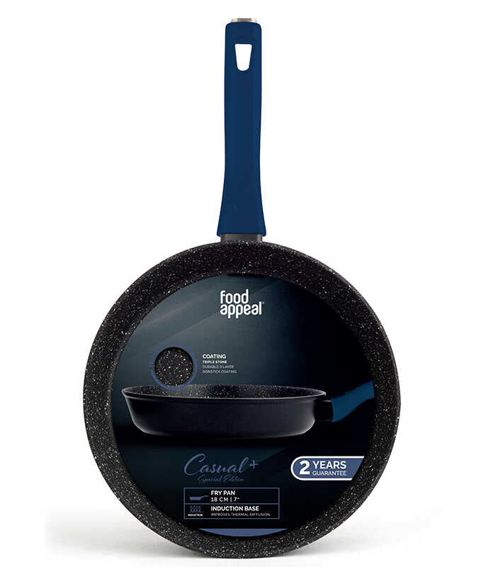 מחבת 18 ס״מ ידית כחולה Food Appeal דגם Casual Plus