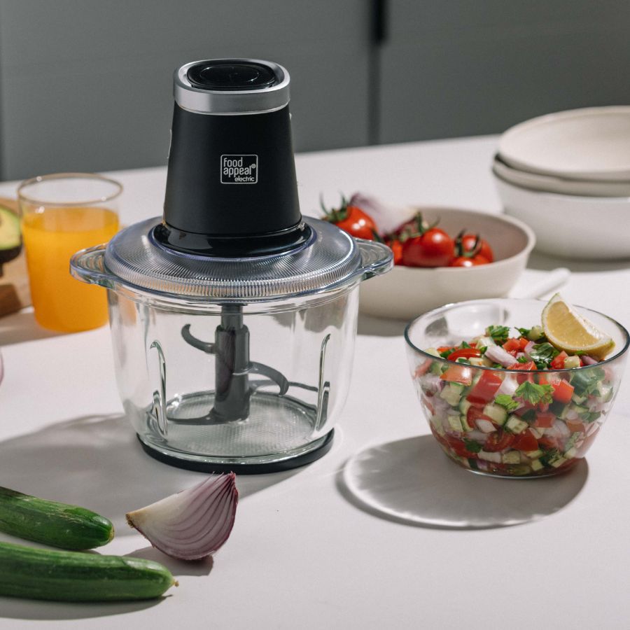 קוצץ ירקות חשמלי 500W מבית Food Appeal + מיכל זכוכית 2 ליטר
