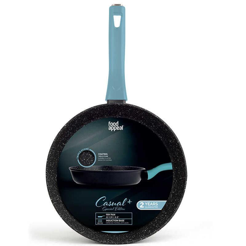 מחבת 22 ס״מ ידית כחולה פטרול Food Appeal מסדרת Casual Plus