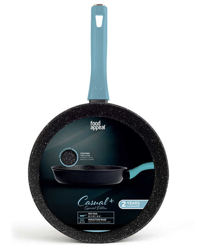 מחבת 22 ס״מ ידית כחולה פטרול Food Appeal מסדרת Casual Plus