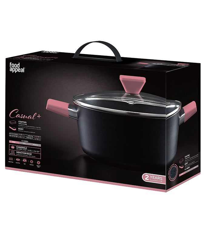 סיר 24 ס״מ 4.2 ליטר ידיות סגולות Food Appeal מסדרת Casual Plus
