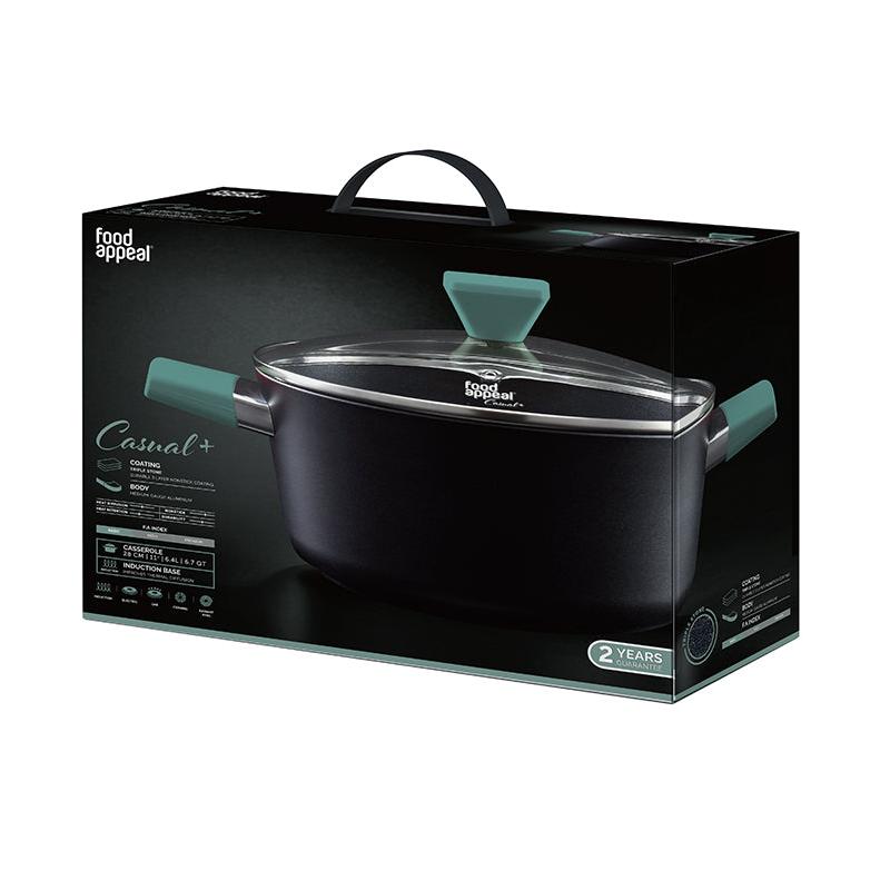 סיר 28 ס״מ 6.4 ליטר ידיות ירוקות Food Appeal מסדרת Casual Plus