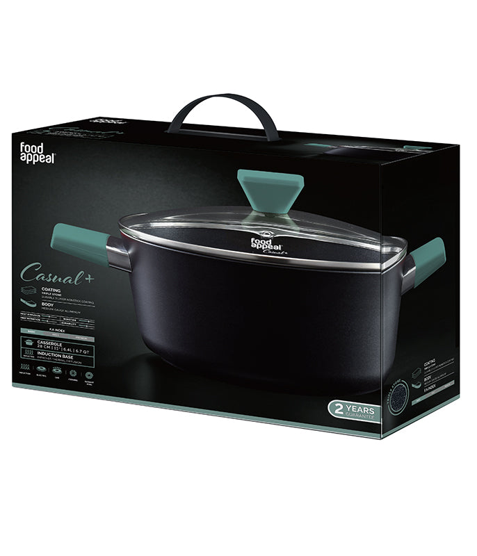 סיר 28 ס״מ 6.4 ליטר ידיות ירוקות Food Appeal מסדרת Casual Plus