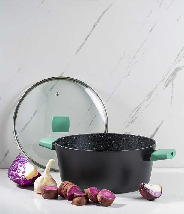 סיר 28 ס״מ 6.4 ליטר ידיות ירוקות Food Appeal מסדרת Casual Plus