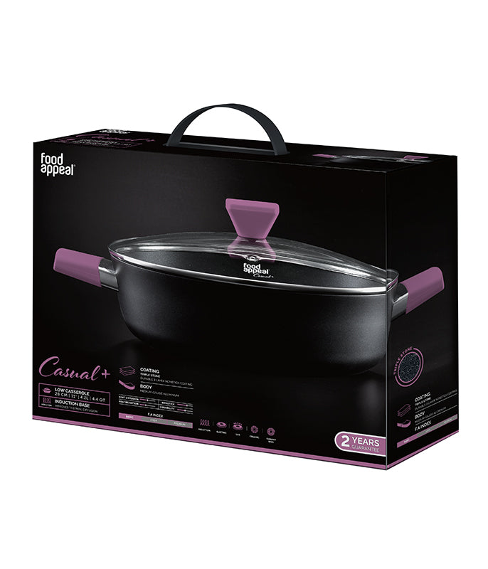 סוטאז׳ 28 ס״מ 4.2 ליטר ידיות סגולות Food Appeal מסדרת Casual plus