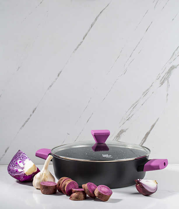 סוטאז׳ 28 ס״מ 4.2 ליטר ידיות סגולות Food Appeal מסדרת Casual plus