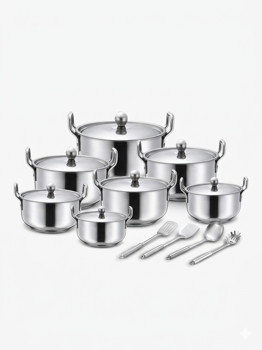 מארז 7 סירי נירוסטה + סט 4 כלי ששת